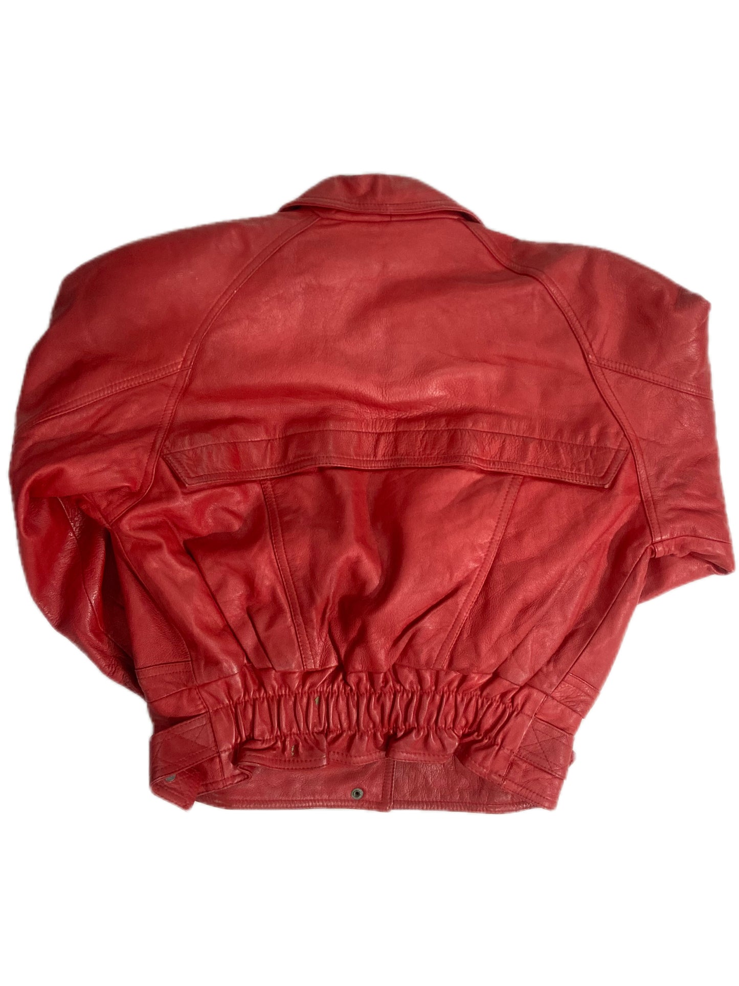 90's Red Leather Cropped Jacket