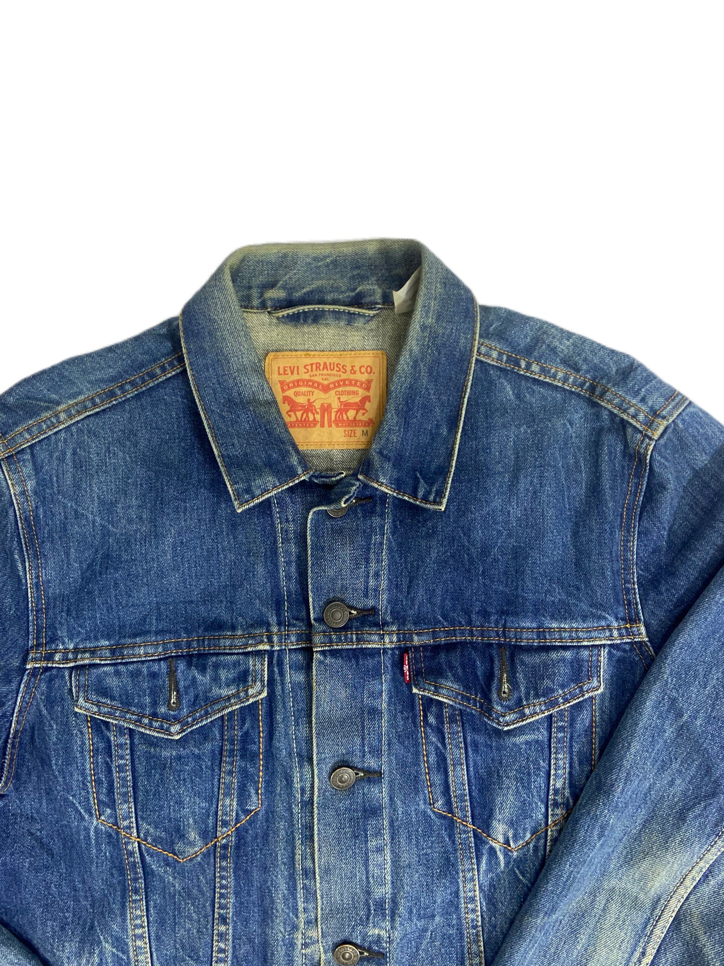 Levis Blue Denim Jacket (brown wash)